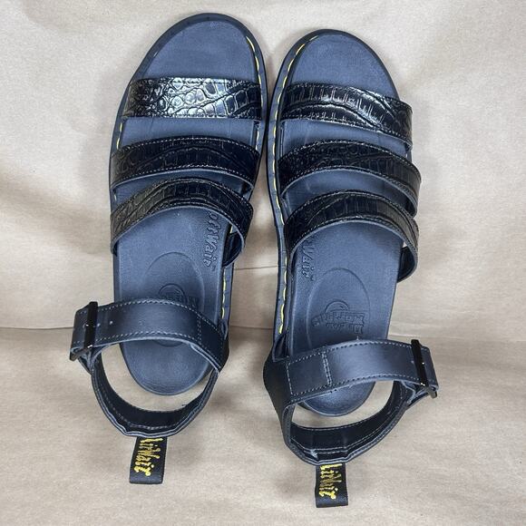 Dr. Martens US Women 10 Blaire Platform Sandals Gunmetal Wild Croc Embossed - Picture 10 of 11
